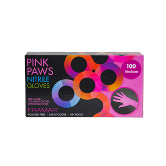 Framar Pink Paws Nitrile Gloves- Medium